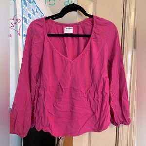 OLD NAVY hot pink long-sleeve Blouse